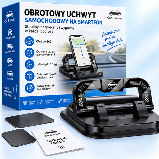 Obrotowy uchwyt samochodowy na smartfon.