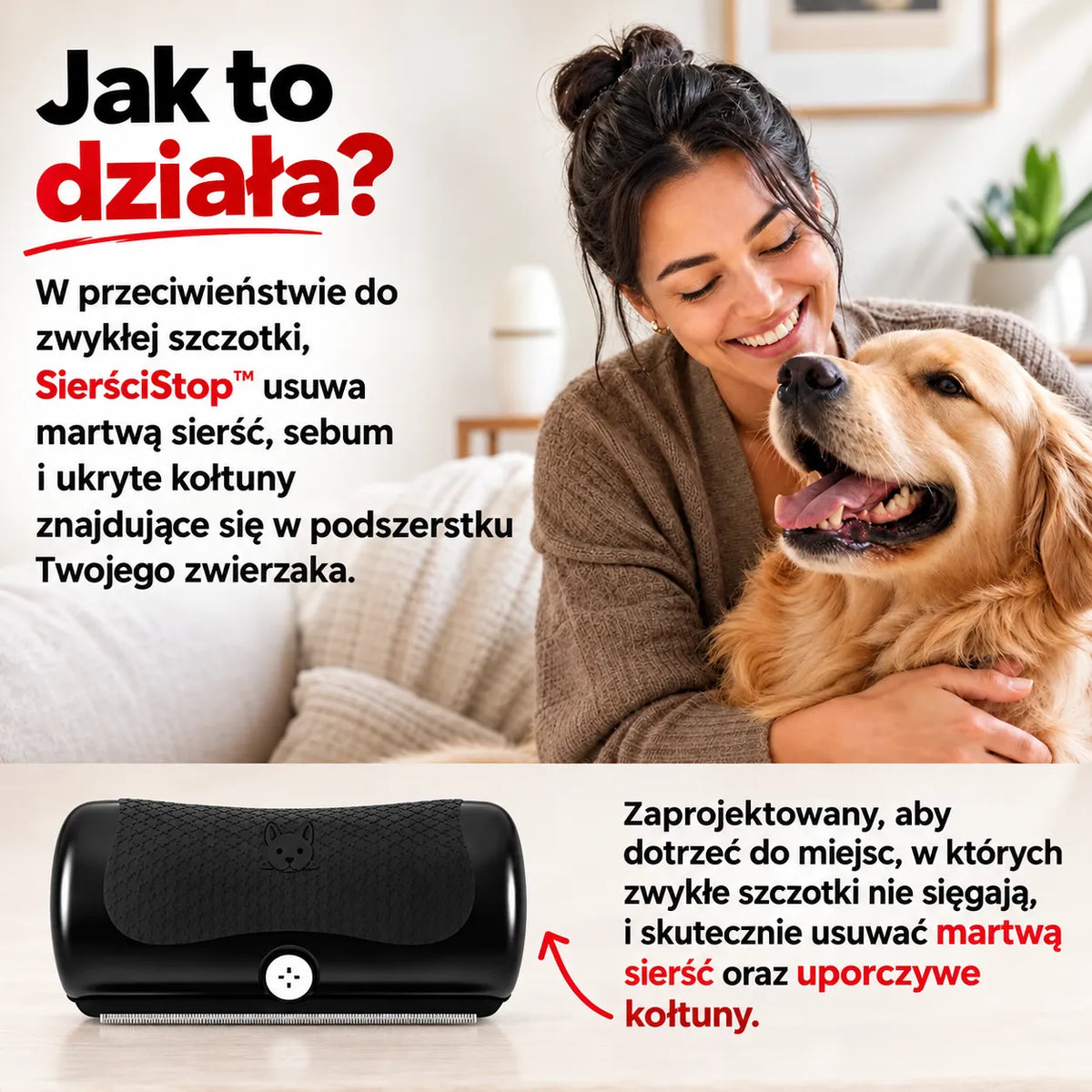 Profesjonalna szczotka do usuwania sierści SierściStop™
