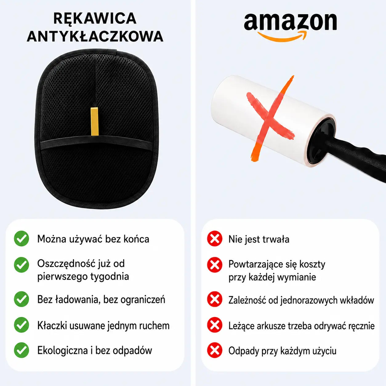 Rękawica do usuwania sierści wielokrotnego użytku i ekologiczna
