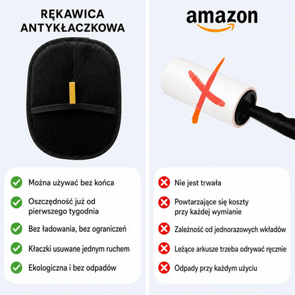 Rękawica do usuwania sierści wielokrotnego użytku i ekologiczna