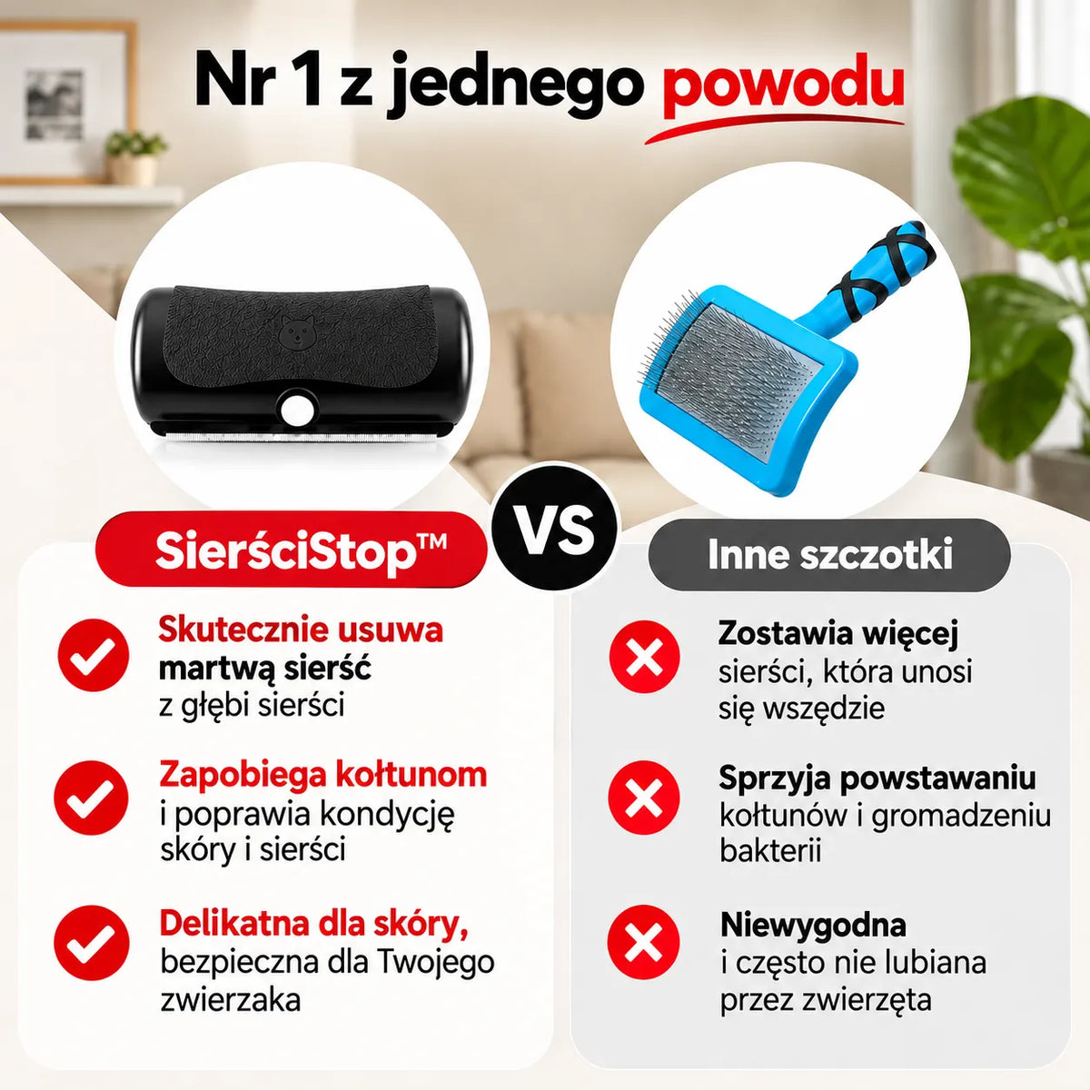 Profesjonalna szczotka do usuwania sierści SierściStop™
