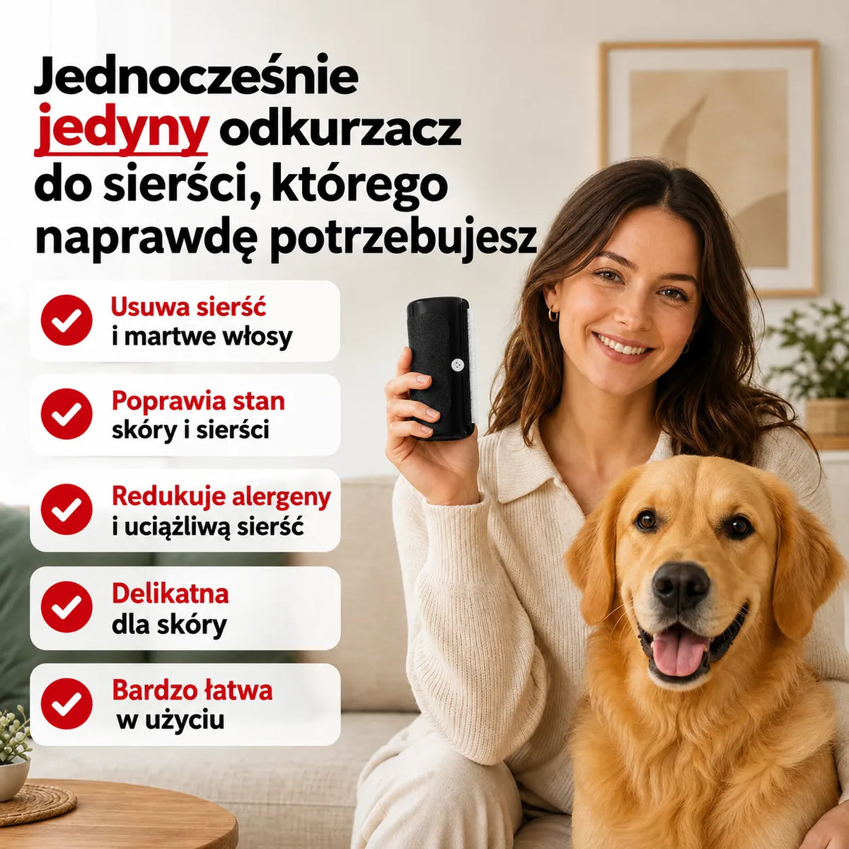 Profesjonalna szczotka do usuwania sierści SierściStop™
